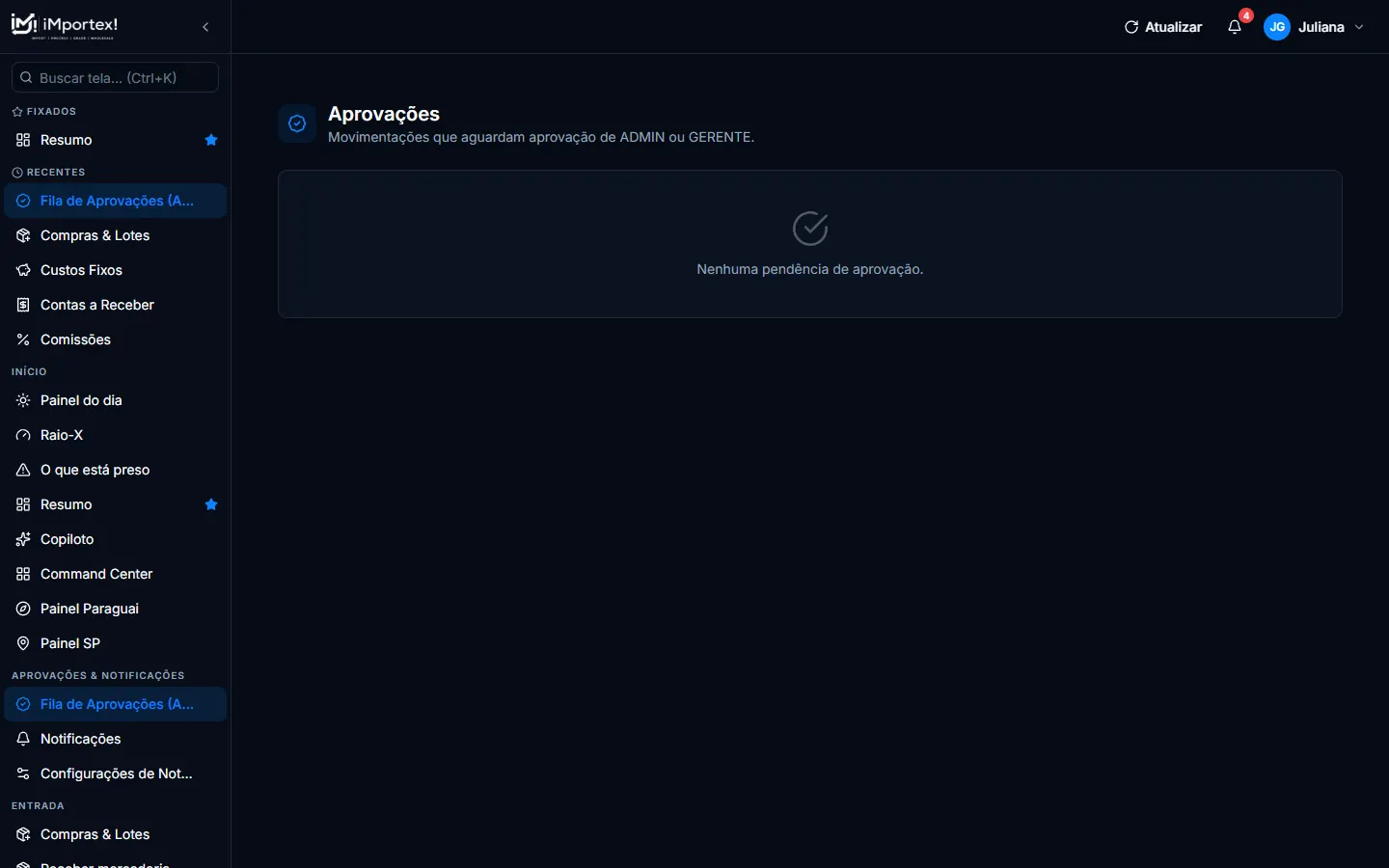 Fila de Aprovações