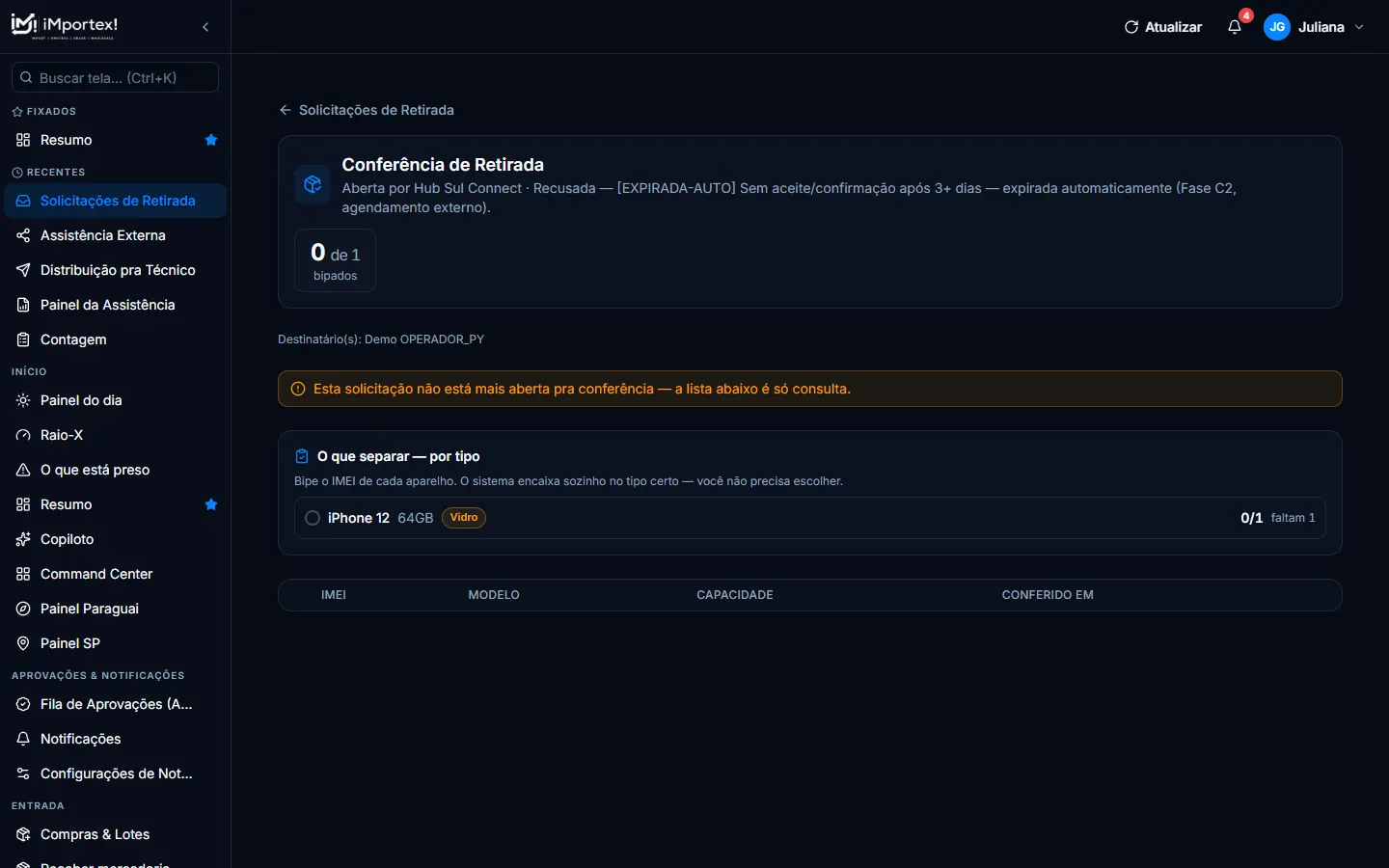 Conferência de Retirada
