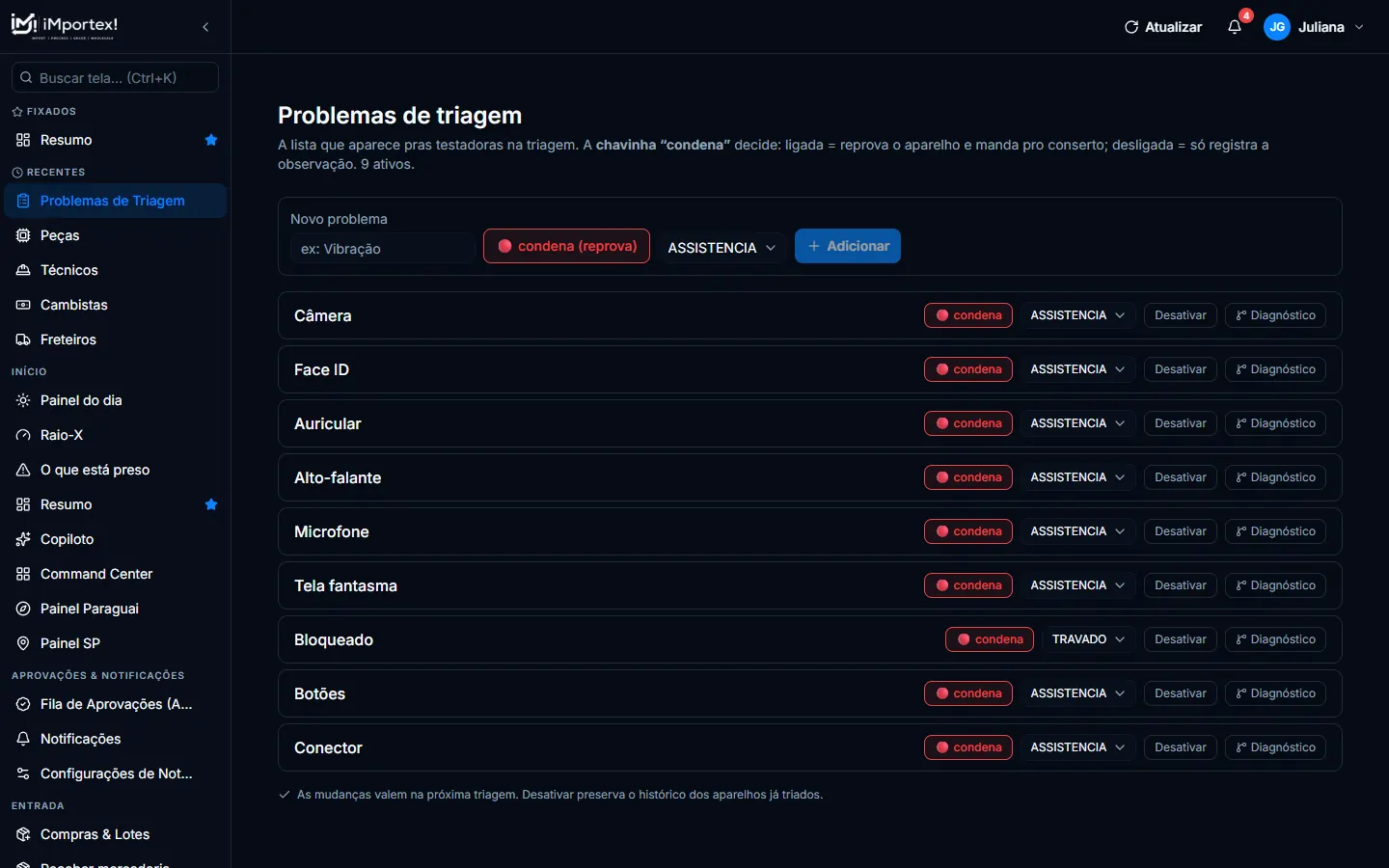 Problemas de triagem