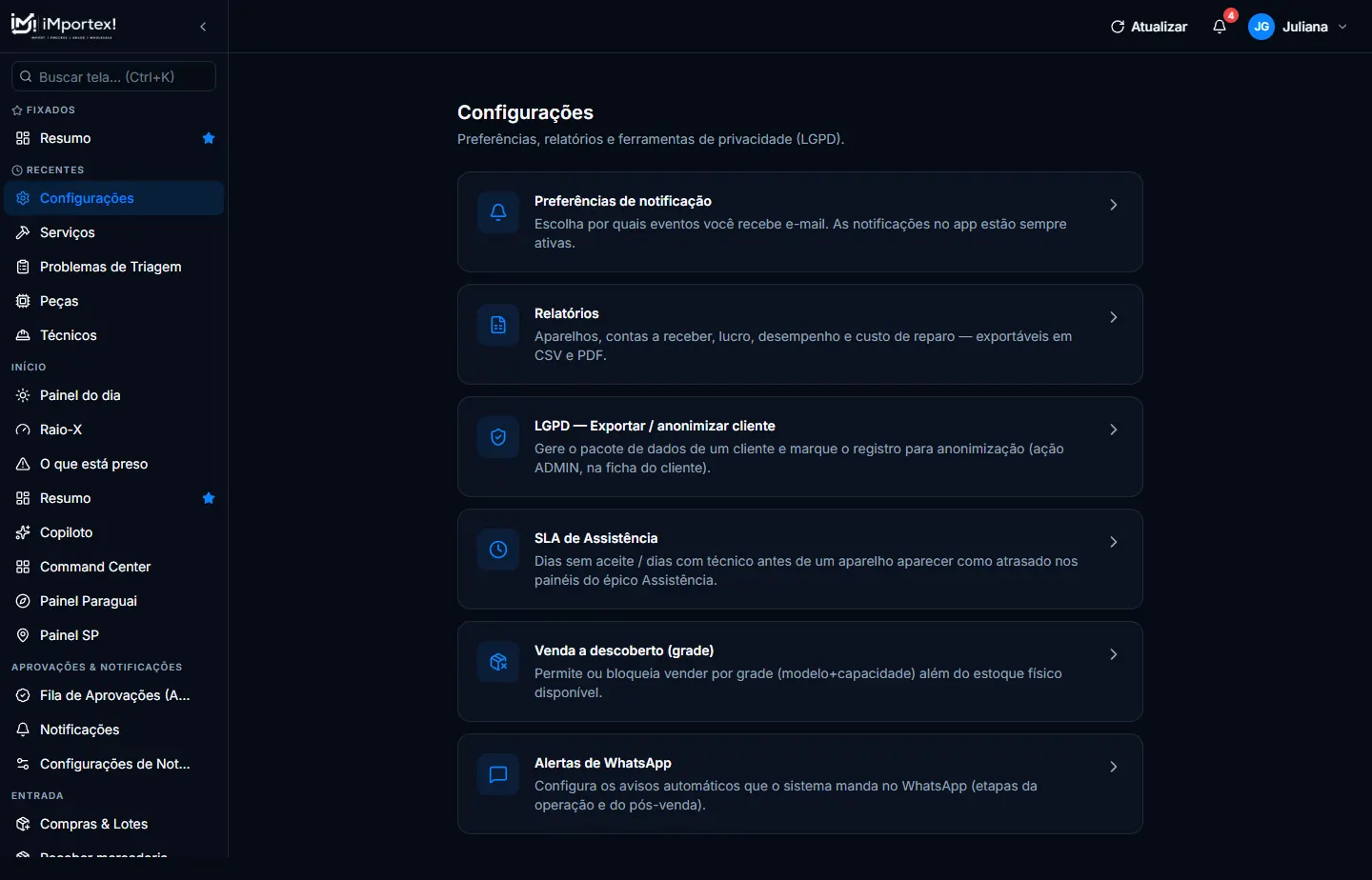 Configurações