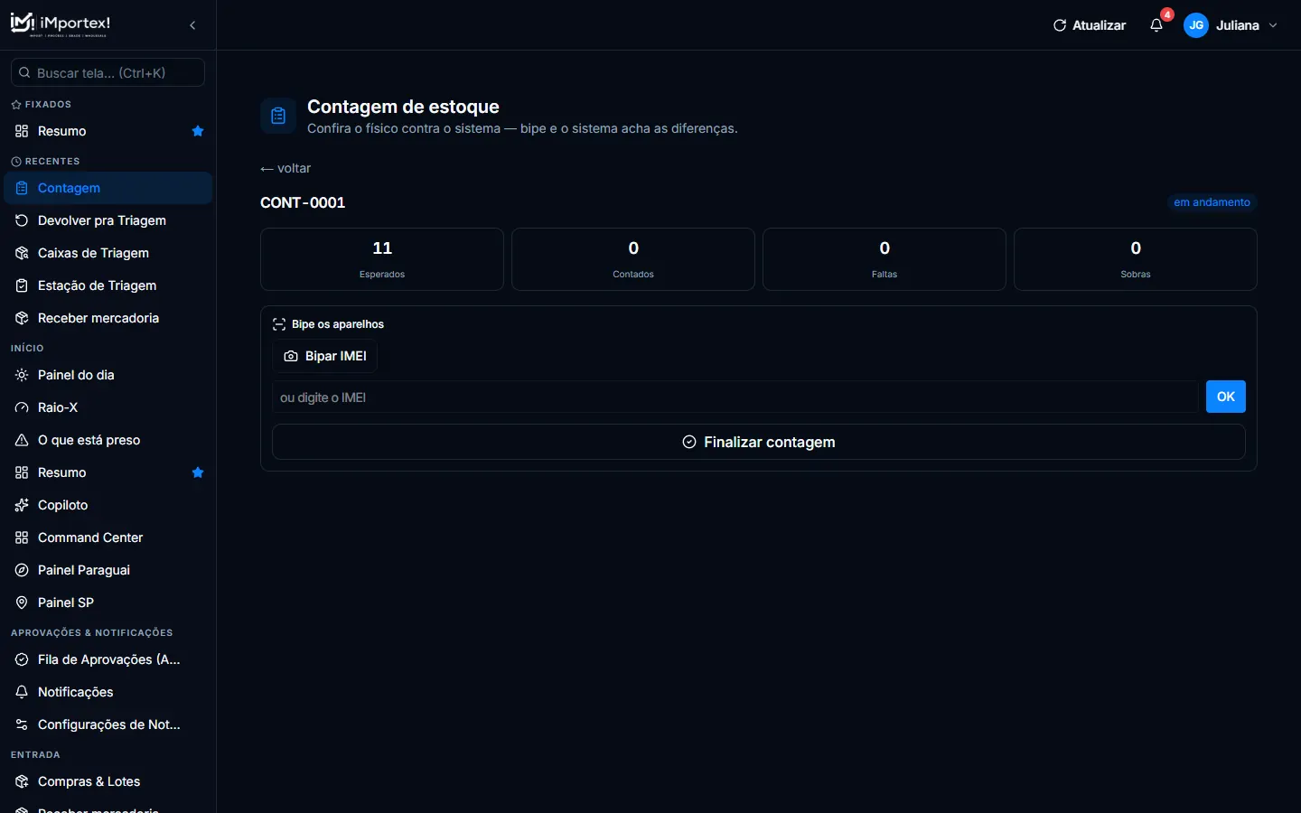 Contagem de estoque