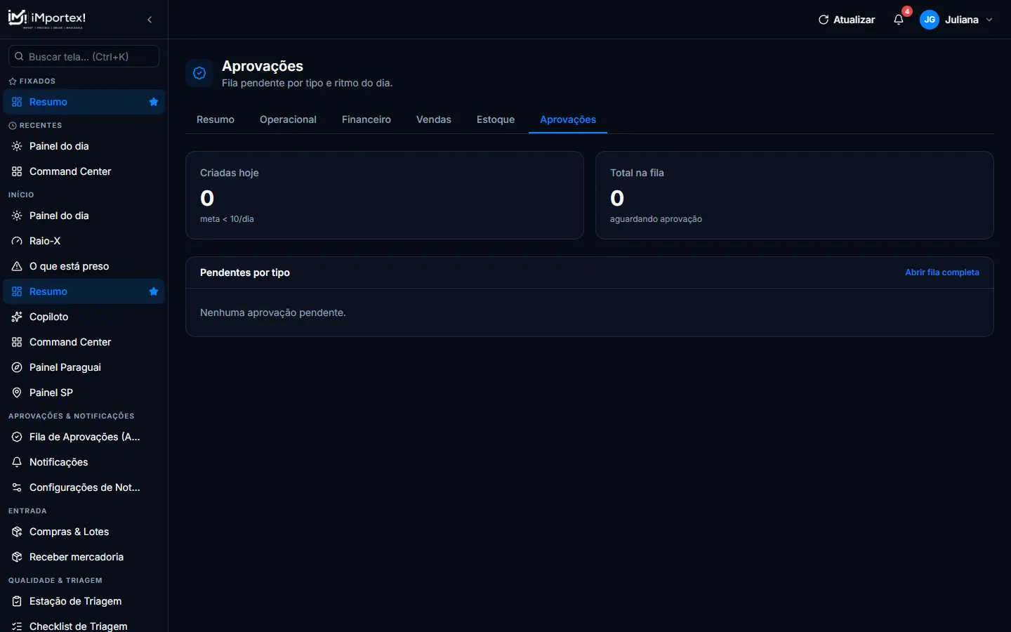 Dashboard · Aprovações