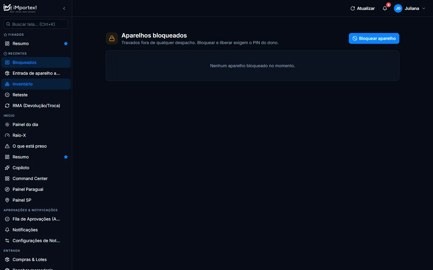 Aparelhos bloqueados