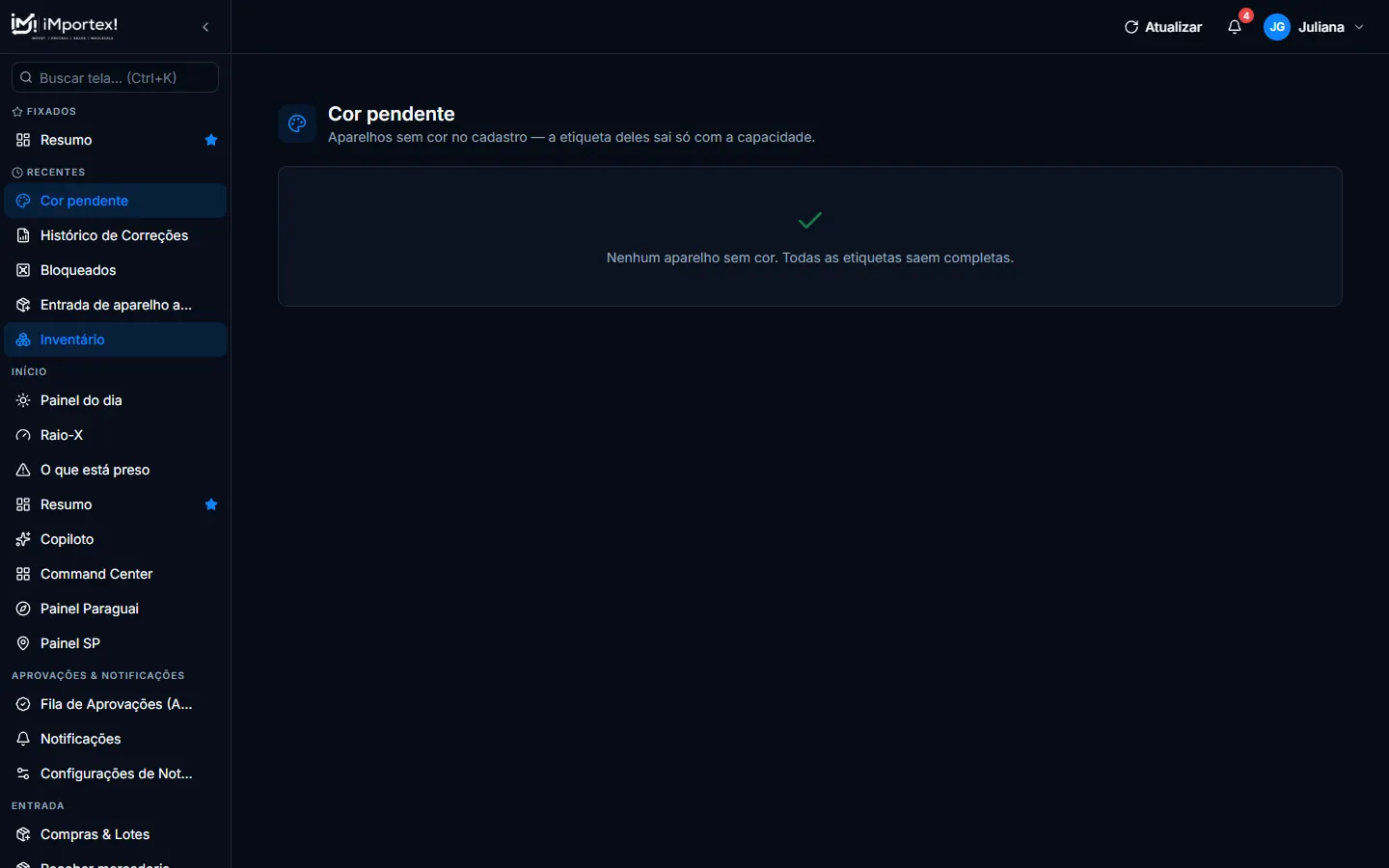 Cor pendente